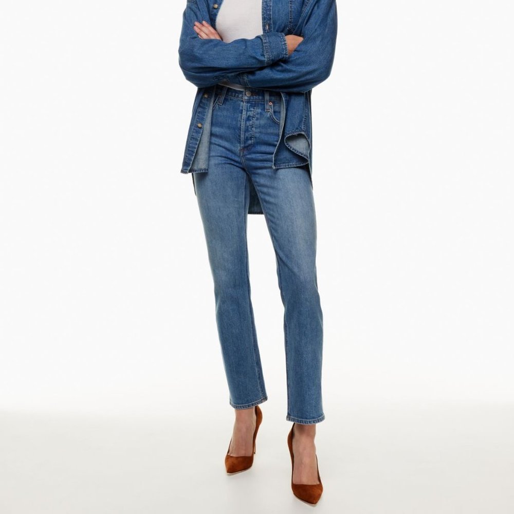 Denim Forum Arlo High Rise Straight 28L Blue Jeans - size 25